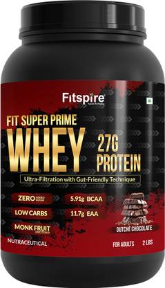 Fitspire Fit Super Prime | 27g Protein Per 50g with L-Arginine | Muscle Growth Recovery & Whey Protein (907 g, Dutche Chocolate)