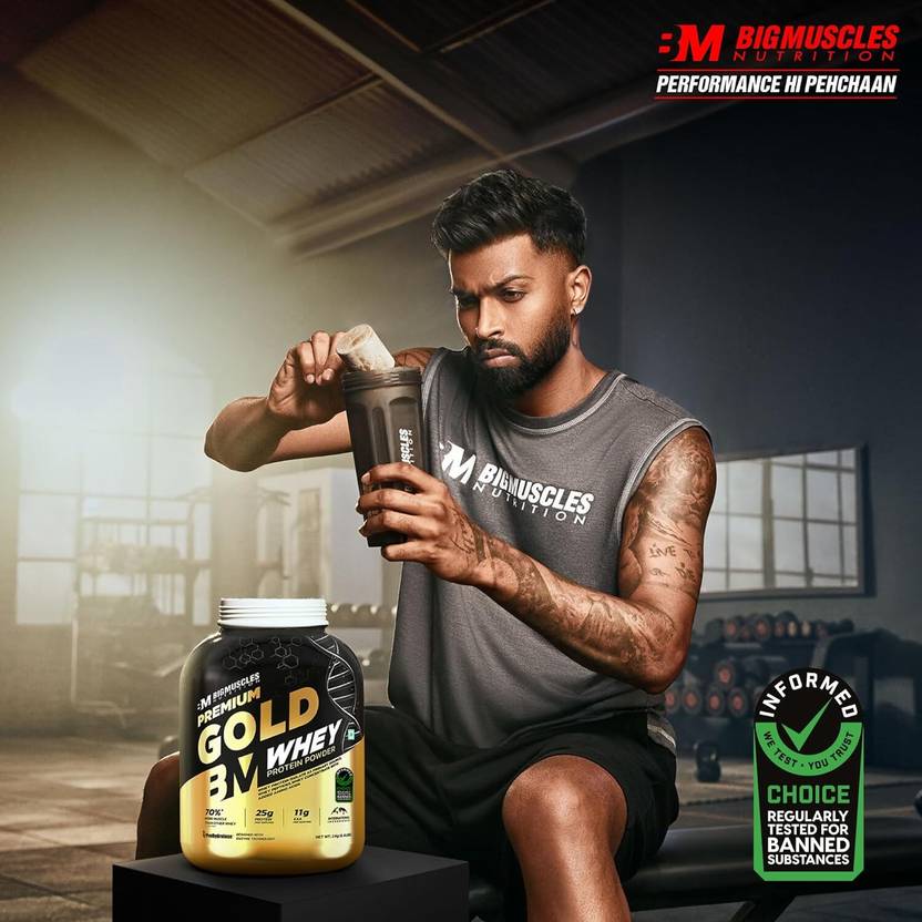 BIGMUSCLES NUTRITION Premium Gold Whey | 25g Isolate Protein Blend | ProHydrolase Enzyme Tech. Whey Protein (1.5 kg, Belgian Chocolate)