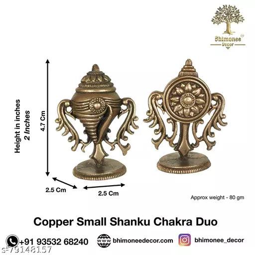 Handmade Small Shanku Chakra Duo 2 inches Showpiece for Home Temple Decor