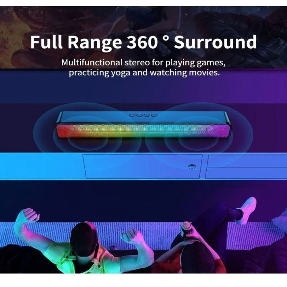 RGB Wireless LED Speaker – Wireless Soundbar with Color-Changing Lights, Dual Drivers, and Powerful Bass for Immersive Gaming & Music Experience