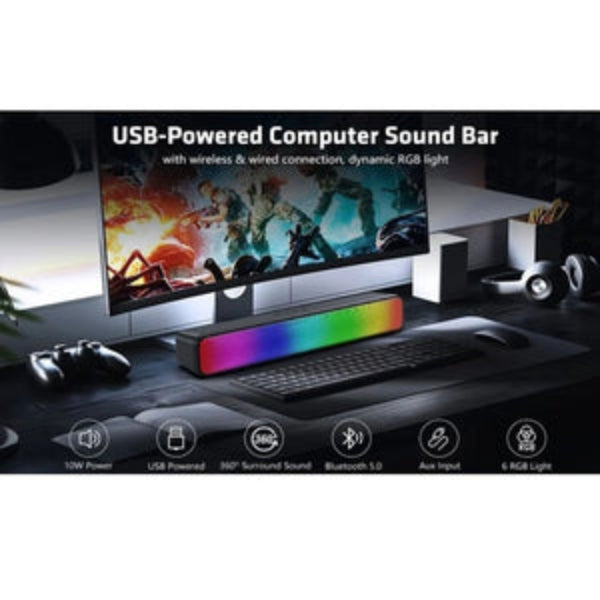 RGB Wireless LED Speaker – Wireless Soundbar with Color-Changing Lights, Dual Drivers, and Powerful Bass for Immersive Gaming & Music Experience