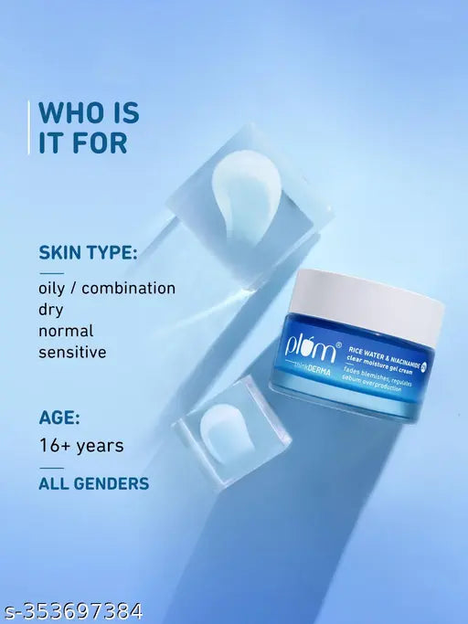Rice Water & 2% Niacinamide Clear Moisture Gel Cream | 50 gm | Lightweight & Non-sticky | All-Day Non-Greasy Moisturizer | Fades Blemishes & Brightens Skin