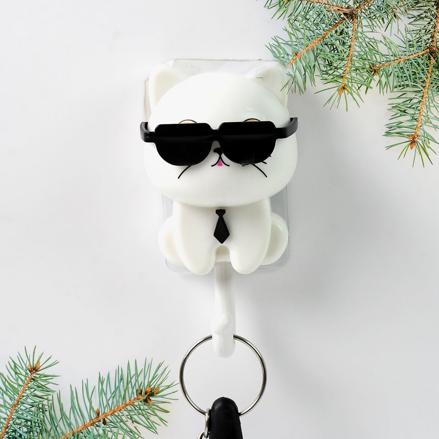 Cat Hook For Wall Cute Cat Key Hook With Sunglasses (1 Pc) - Springkart 