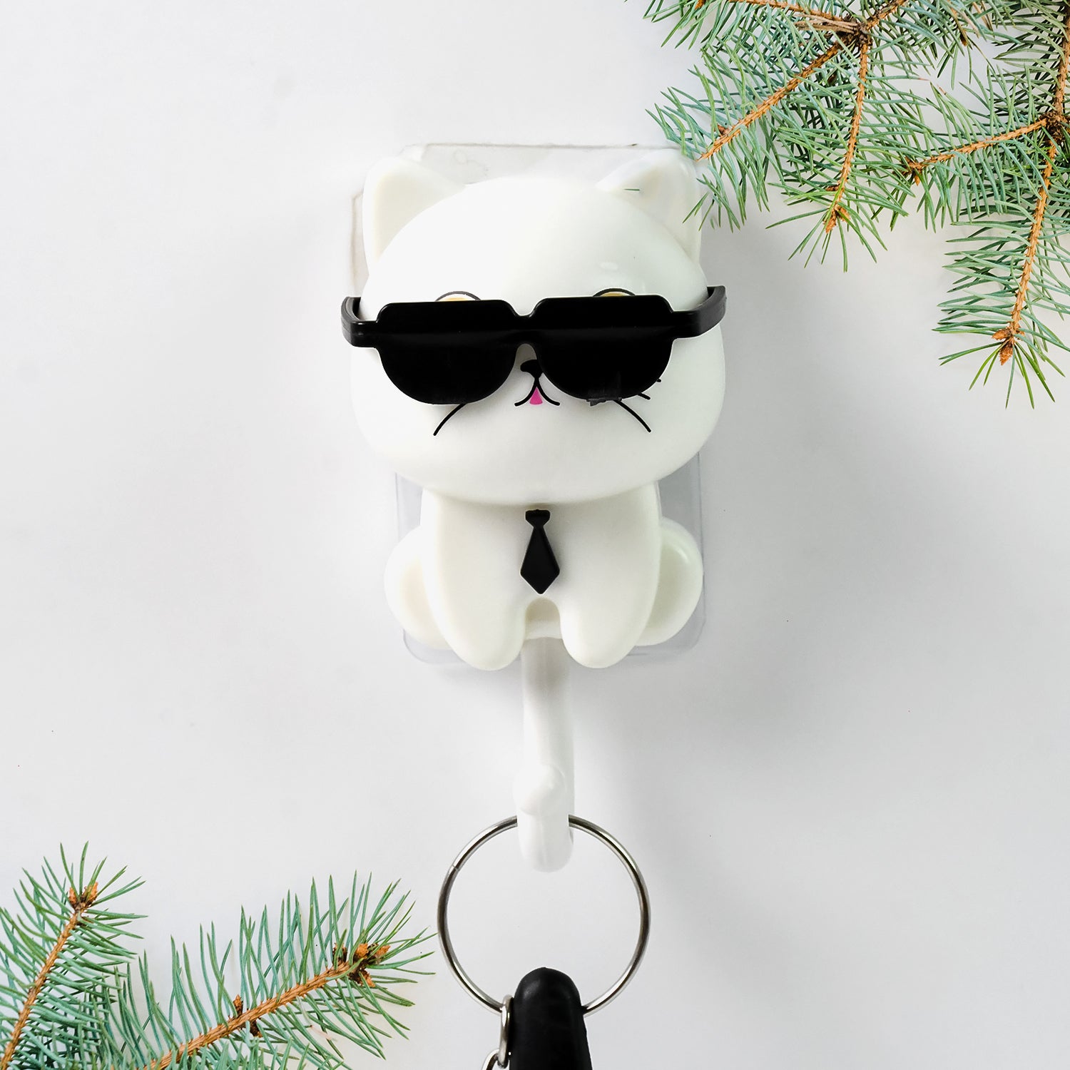 Cat Hook For Wall Cute Cat Key Hook With Sunglasses (1 Pc) - Springkart 