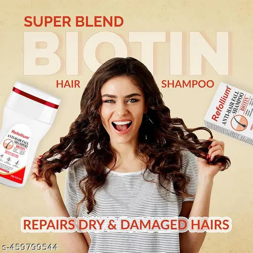 Refollium Biotin Anti Hair Fall Shampoo with Keratin, Caffeine, Argan Oil & Niacinamide (100 mlx2)