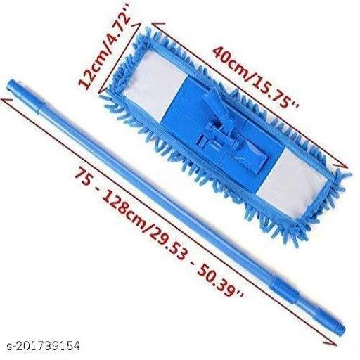 Wet and Dry Cleaning Flat Microfiber Floor Cleaning Mop with Telescopic Long Handle Dry Mop, Standard (Multicolour) - Springkart 