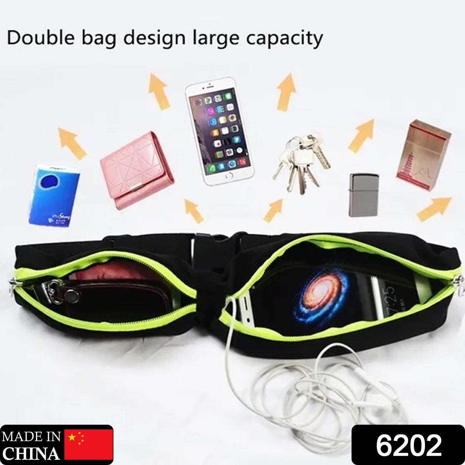 6202 Running Hiking Jogging Walking Reflective Waterproof Waist Bag Compatible Belt Bag - Springkart 