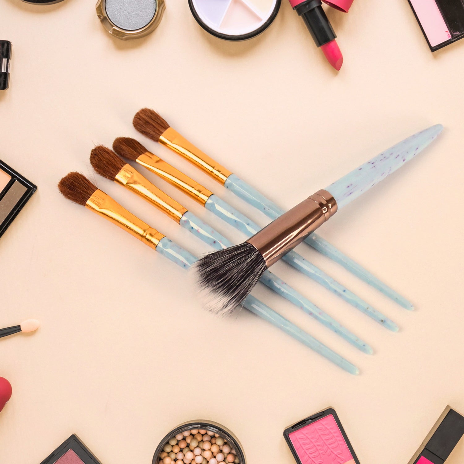 5pc Makeup Brush Tools Kit (5 Pcs Set Mix Color) - Springkart 