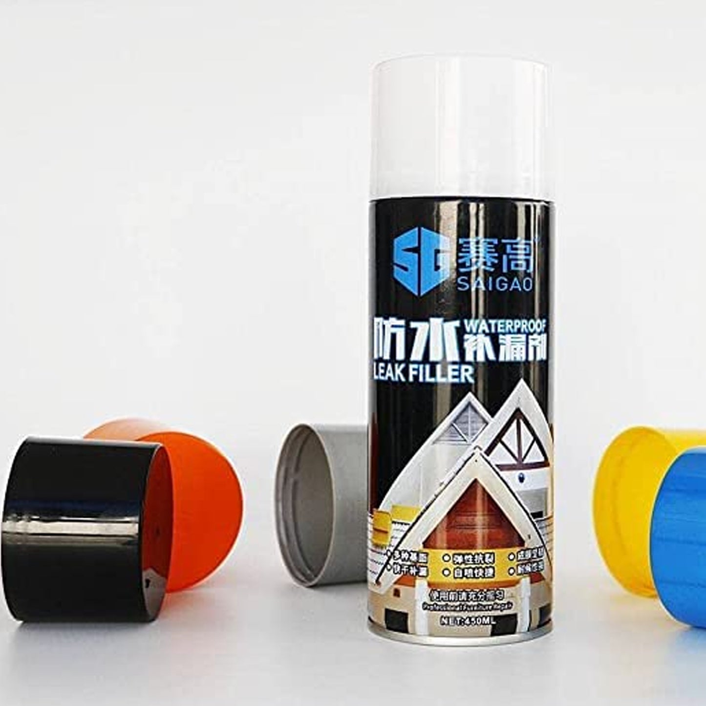 1332 Waterproof Leak Filler Spray Rubber Flexx Repair Sealant - Point To Seal Cracks Holes Leaks Corrosion More For Indoor Or Outdoor Use Black Paint (450 Ml) - Springkart 