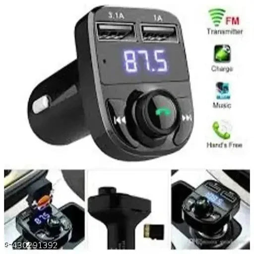 Wireless Bluetooth FM Transmitter in-Car FM Adapter Car Kit with Hands Free Call and USB Car Charger (X8)