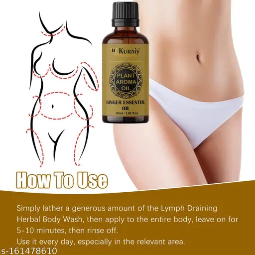 Kuraiy Tummy Ginger Oil, For Belly Drainage Ginger Oil For Belly / Fat Reduction For Weight Loss, Fat Burner Oil For Men & Women-30ml