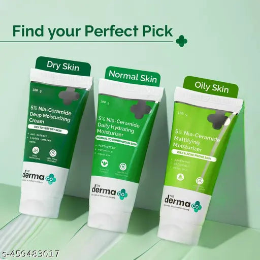 The Derma Co 5% Nia-Ceramide Deep Moisturizing Cream | 5% Niacinamide,1% Ceramide | 72hrs.Hydration | Urea, Lipids & Oat Extracts | Moisturizer for Dry to Very Dry Skin-100g
