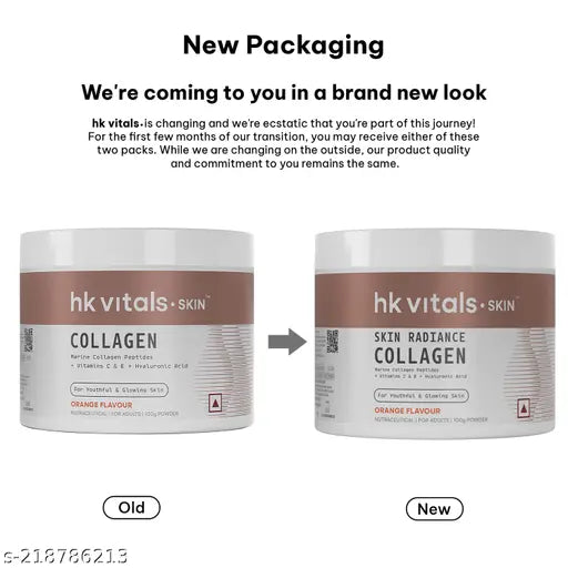 hk vitals Skin Radiance Collagen Supplement Powder, 100g (Orange)| Marine Collagen |Collagen Supplements for Women & Men with Biotin, Vitamin C, E, Sodium Hyaluronate, for Glowing Skin, Stronger Hair & Nails #collagen #collagen powder #collagen supplement