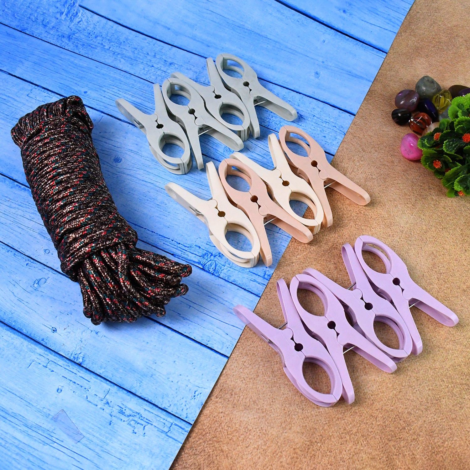 Cloth Drying Rope With Clips Convenient And Durable Hanging Solution (12 Pc) - Springkart 