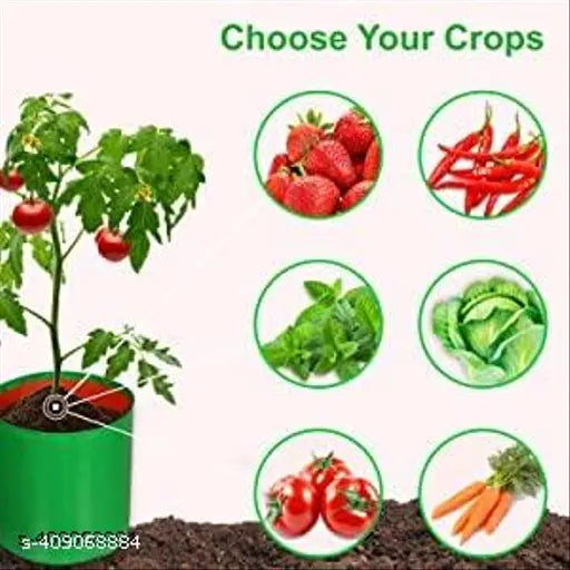 Grow Bags 12x12 inches, 240 GSM Strong, Terrace Gardening Vegetable Planting Bag Pack of 5 - Springkart 