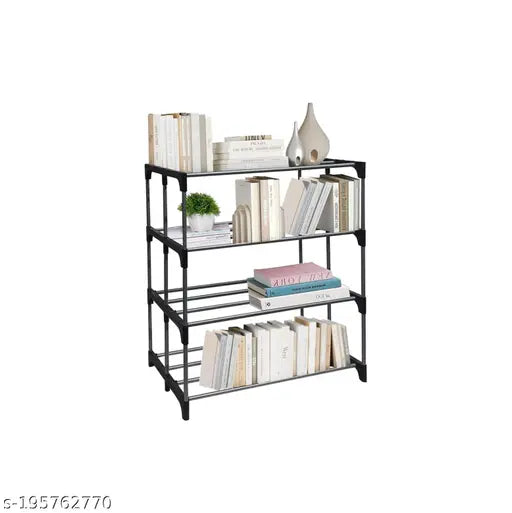 Modern Organizer 4 Shelf Bookcase Industrial Modular Metal Shelf for Living & Office