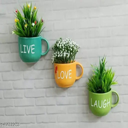 All creations Ceramic Half cup planter set of Three