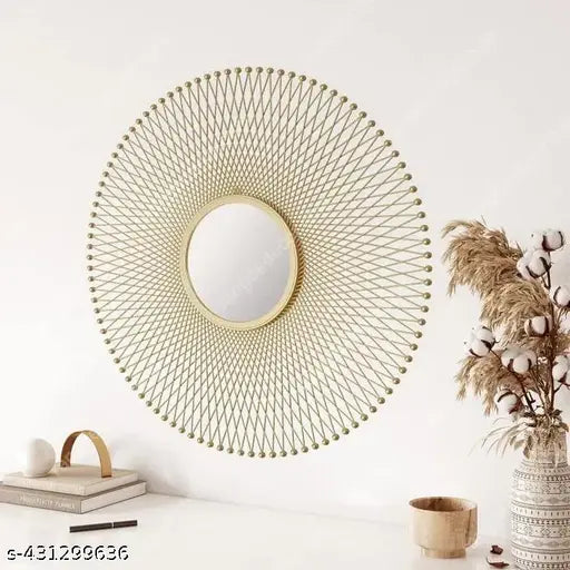 Luxury Craft Zone Decorative Mirror Wall Mounted Hanging Mirror Sculpture MetalDesign Modern Art Mirror Home Decor (60 X 60 Cm)(Framed ,