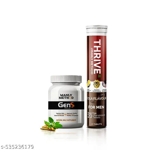 COMBO PACK GENS Capsule(10 CAPSULE)"  Thrive (20tab) for Men’s Health – Ayurvedic & Fast-Acting Formula