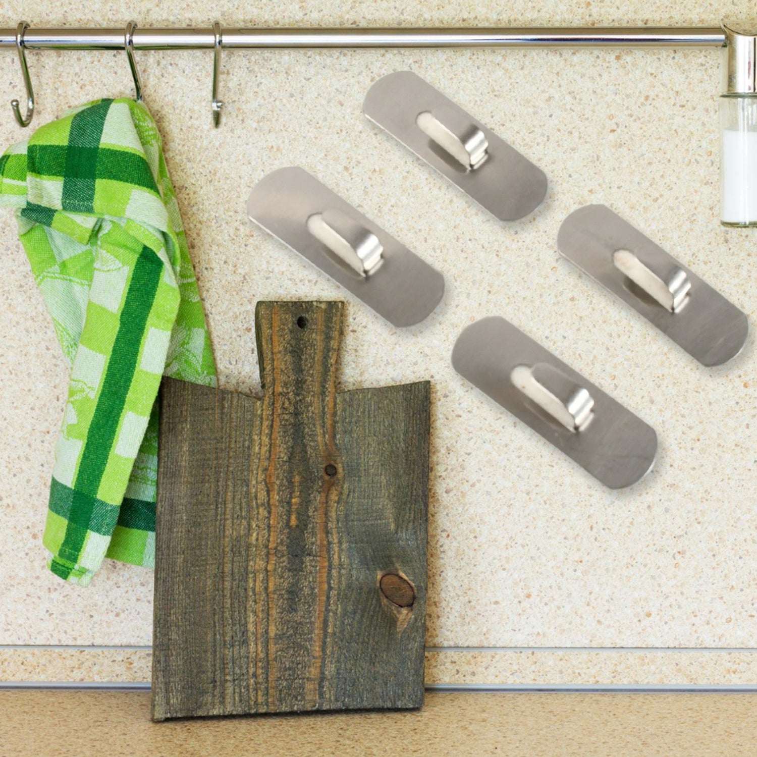 Self- Adhesive Hooks Heavy Duty Wall Hooks Hangers Stainless Steel Waterproof Sticky Hooks For Hanging Robe Coat Towel Kitchen Bathroom And. - Springkart 