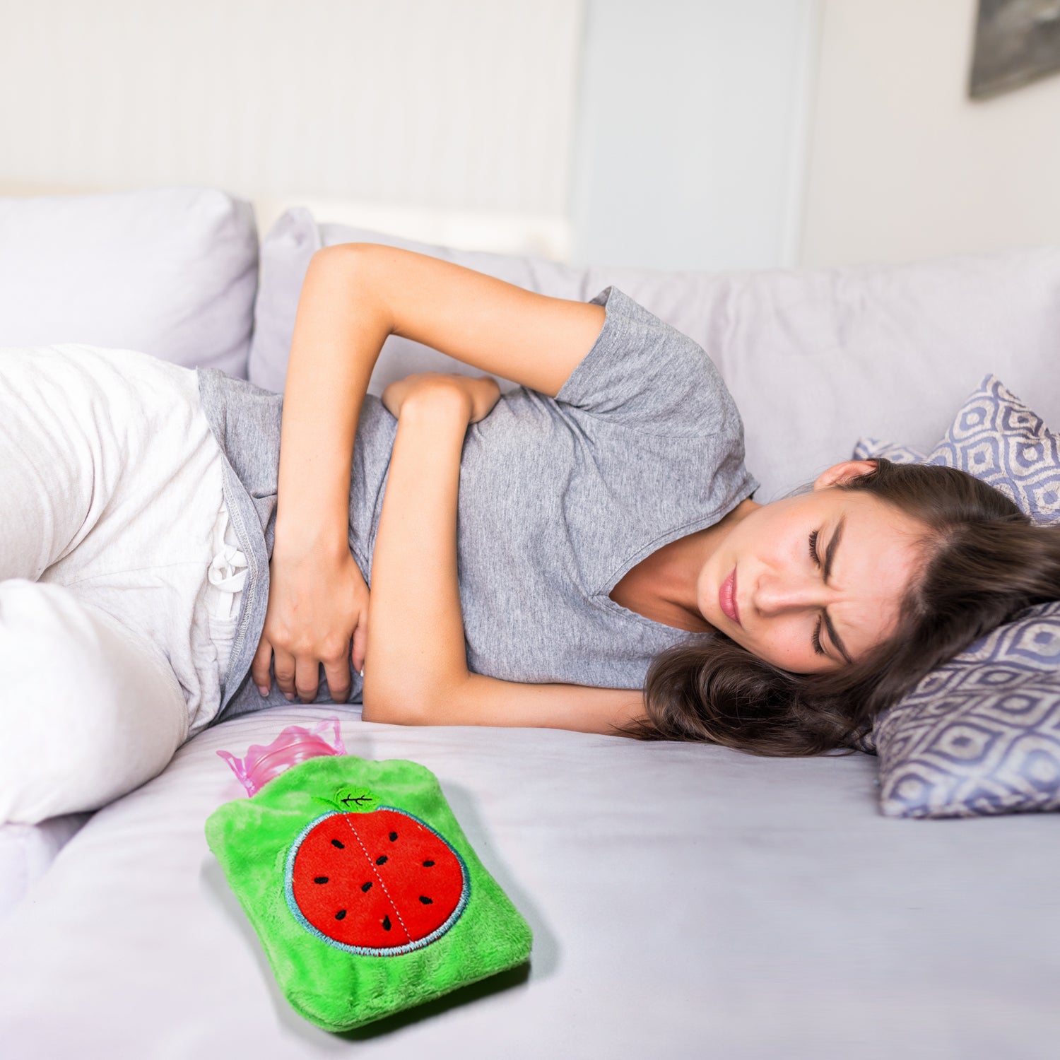6509 Watermelon Small Hot Water Bag With Cover For Pain Relief Neck Shoulder Pain And Hand Feet Warmer Menstrual Cramps. - Springkart 