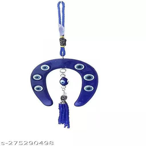 Blue Evil Eye Crystal Vastu Nazar Suraksha Evileye Double Horseshoe Ghode Ki Naal Thread - Springkart 