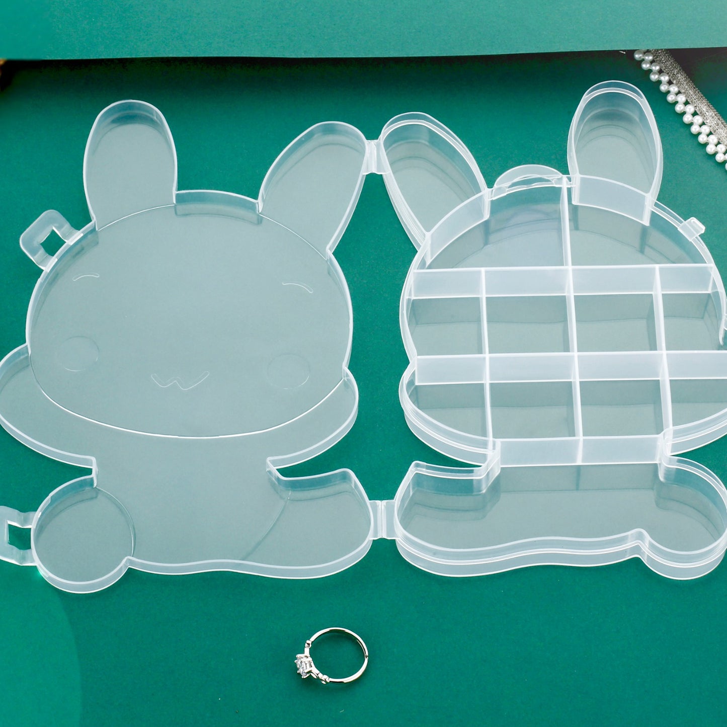 6557 Transparent Cartoon Bear Clear Plastic Storage Box Jewelry Box Jewelry Organizer Holder Cabinets For Small Objects (1 Pc) - Springkart 