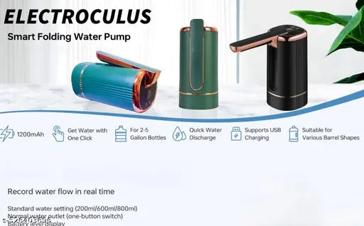 Electroculus Automatic Foldable Water Dispenser 20 Litre Bottle, Wireless Water Pump with USB Rechargeable Battery
