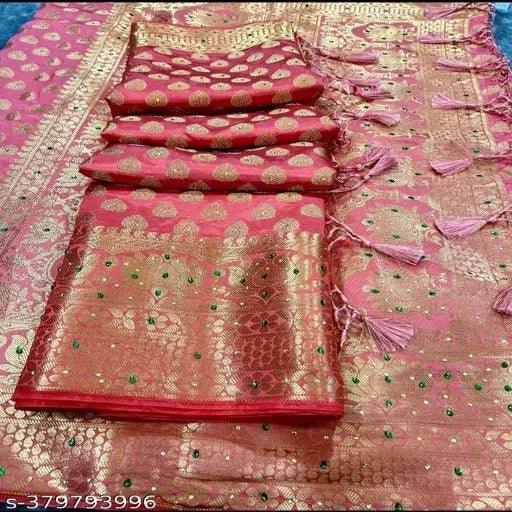 Banarasi Silk Multicolour Stone Work Saree - Springkart 