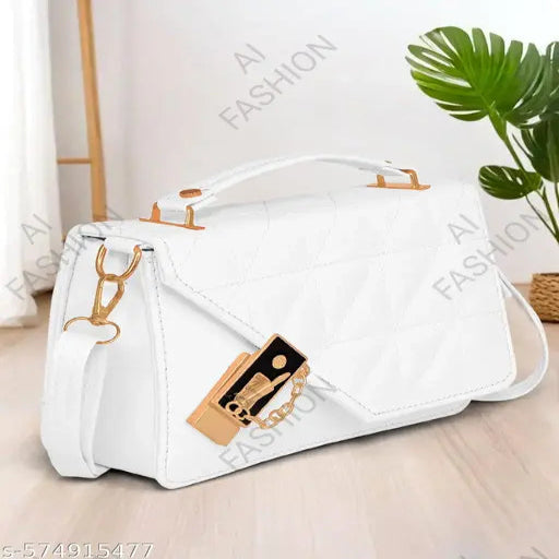 AI FASHION Women's PU Hand Bag Shoulder Bag Sling Bag | Ethereal Design | Adjustable Strap | Embellished With Strap Perfect For Party Travel Or Daily Use For Girl And Women