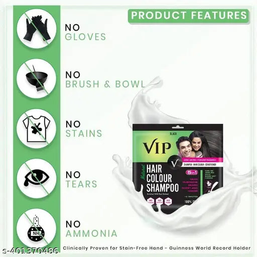 Permanent Hair Colour Shampoo for Men and Women Black 100ml (20ml Pack of  5)