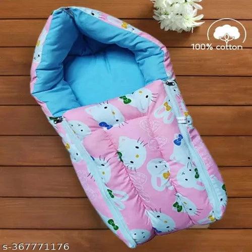 Kotton Candy 3 in1 Pink Kitty New Born Baby Beautiful Giraffe cartoon printed Baby Sleeping Bag Pack of 1 (0-6Month) - Springkart 