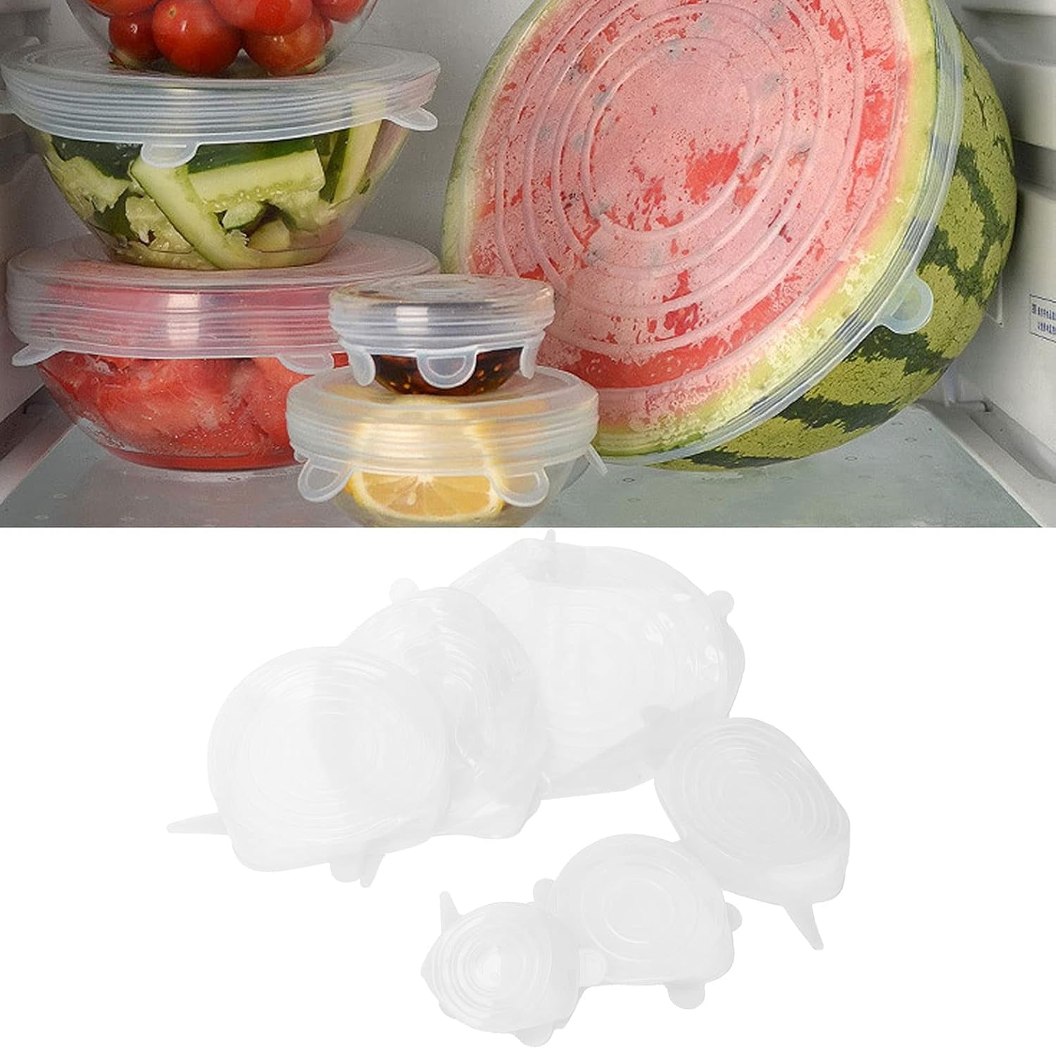Silicone Food Cover Stretch Lids (6 Pcs Set 62 Gm) - Springkart 