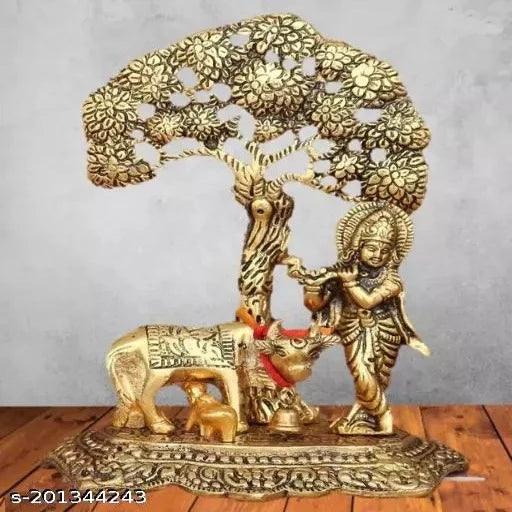 Krishna Cow With Calf Under the Tree Idol For Home,Temple,Office And Gifting - Springkart 