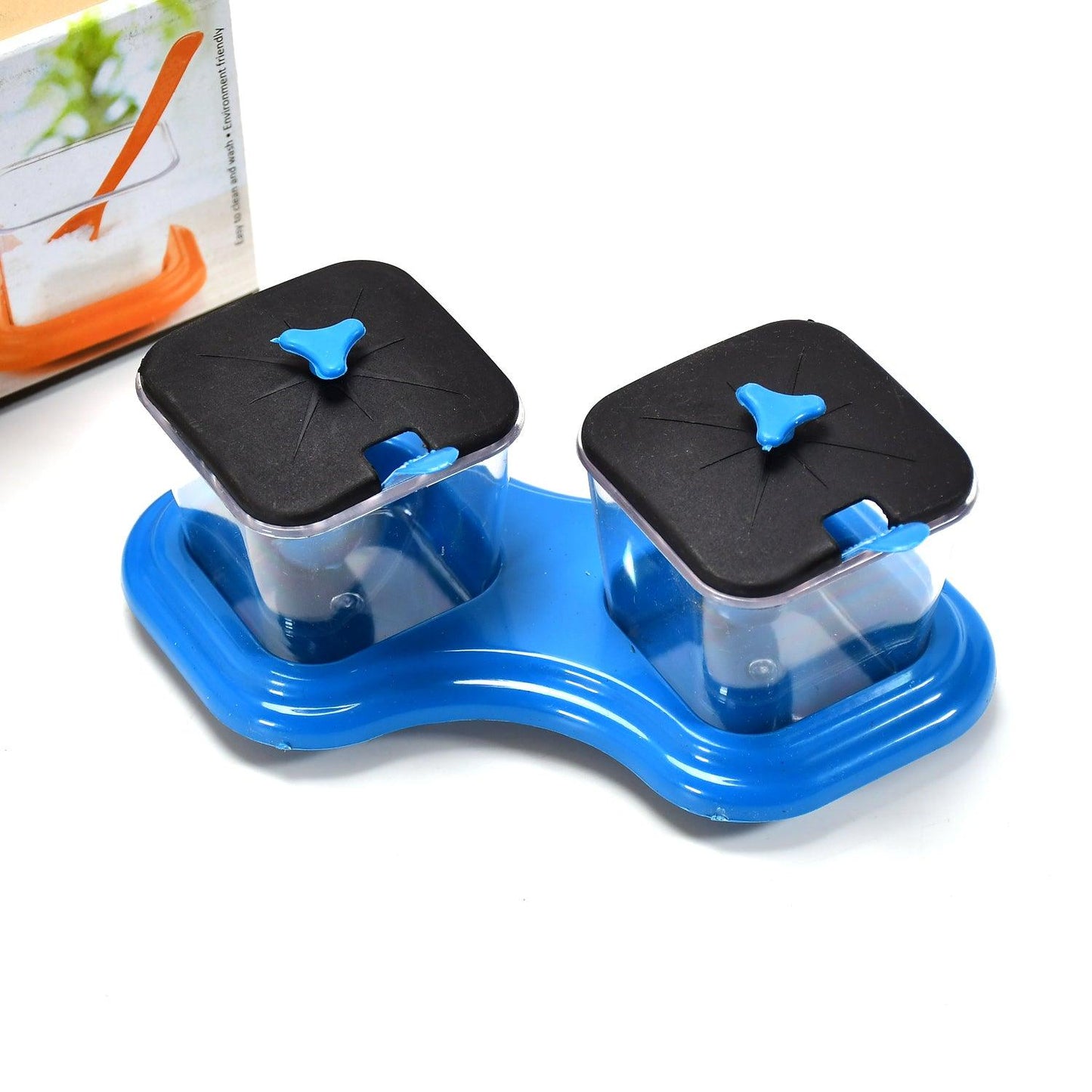 0148 Dining Table Stand 2 Pcs Pickle Jar Spice Tray Spoons Virgin Plastic Kitchen Storage Container Serving Salt Pepper Sauces Chutney Masala Mukhwas Aachar - Springkart 