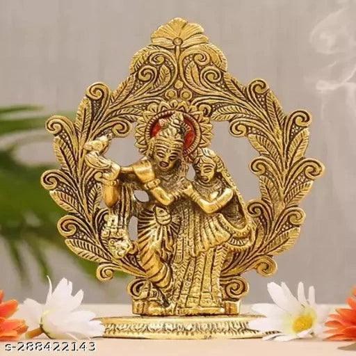 Radha Krishna in Temple Showpiece for Home Office Décor Gift Gold