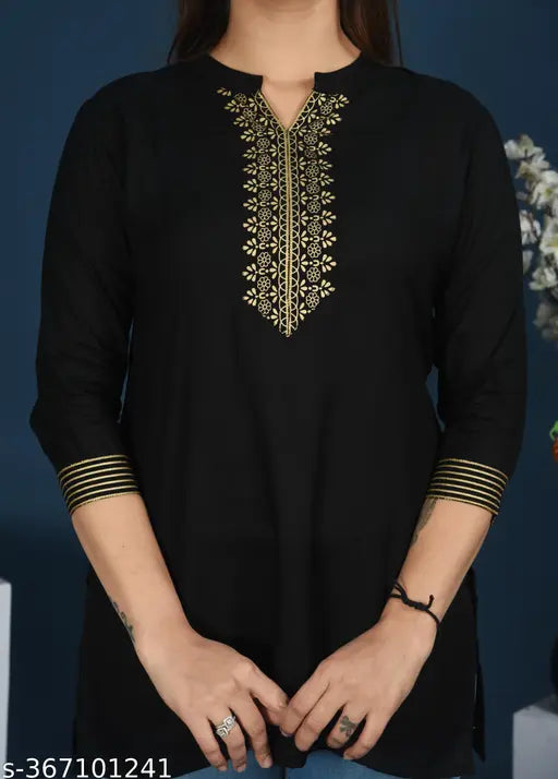 Women Tending Rayon Goldan Printed short kurta