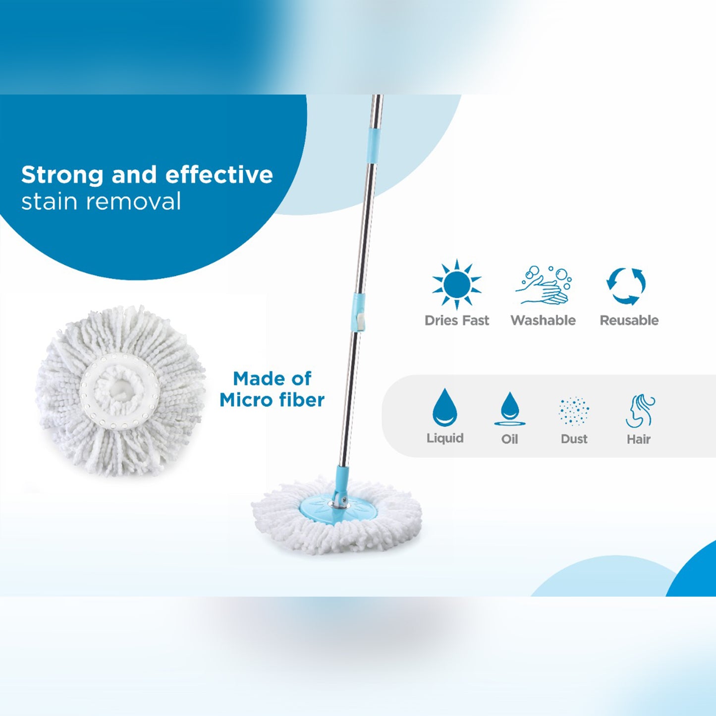 8712 Sporty Plastic Spin Mop With Bigger Wheels And Plastic Auto Fold Handle For 360 Degree Cleaning. - Springkart 