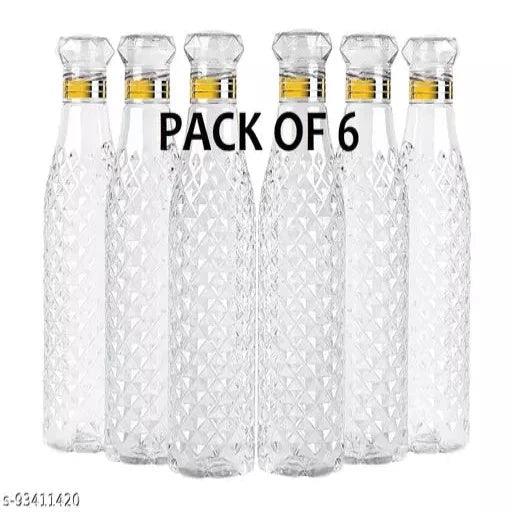 Unbreakable Water bottle - 1000ml Plastic Food Grade Fridge Round Bottle SET OF 6 - Springkart 