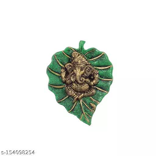 H'Decor Lord Ganesha on Green Leaf - Springkart 