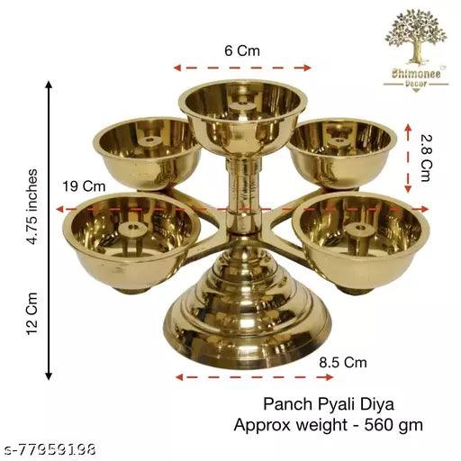 Pure Brass 5 Faced Ethnic Panchadeep Akhand Jyothi Diya, 1.75 inches