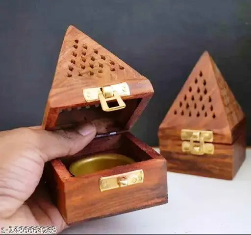 Wooden Incense holder Set of 2 , Pyramid Incense Box Ash Catcher(Rosewood),