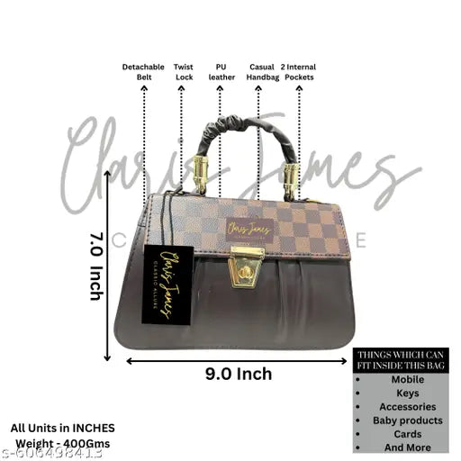 Brown Casual checks trendy crossbody sling women
