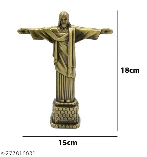 Christ The Redeemer Bronze Finish Metal Statue Jesus Showpiece for Home Decor