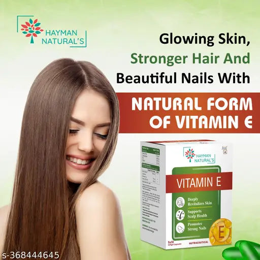 Vitamin E for Face and Hair, Antioxidant Support and Immunity Booster,Controls Wrinkling,Pack of 50 Capsules