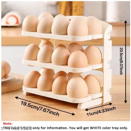 Foldable Egg Tray Stand | Multi-Tier Egg Organizer Rack for Fridge and Storage (White)