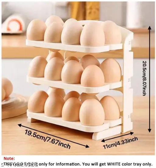 Foldable Egg Tray Stand | Multi-Tier Egg Organizer Rack for Fridge and Storage (White)