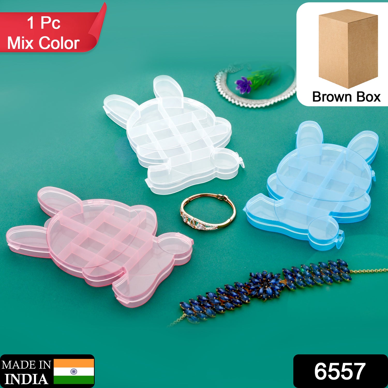 6557 Transparent Cartoon Bear Clear Plastic Storage Box Jewelry Box Jewelry Organizer Holder Cabinets For Small Objects (1 Pc) - Springkart 