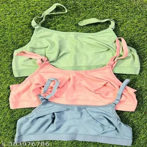 Women cotton Non padded sports bra pack of 3 - Springkart 