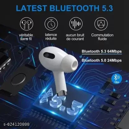 AirPro True Wireless Bluetooth Earphones with 30 Hours Playtime & Compatible for all Smartphones (White) + Mini Bluetooth Speaker Any Random Colour - COMBO